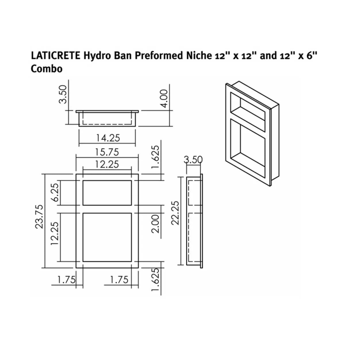 9312-1212-WC Laticrete Hydro Ban Shower Wall Niche