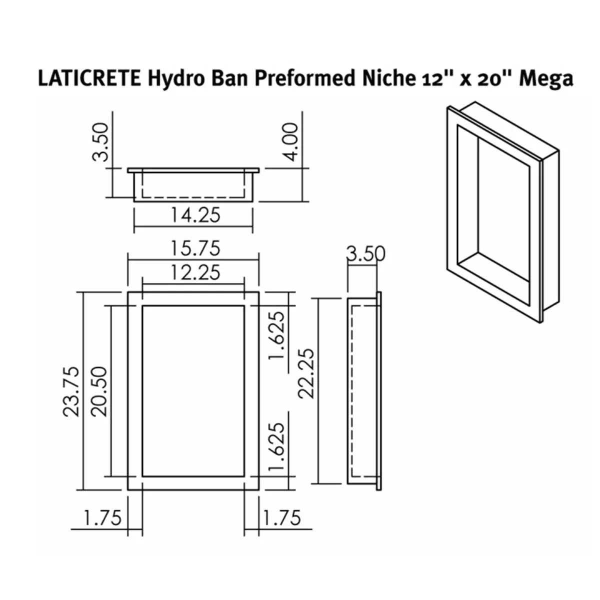 9314-1220-M Laticrete Hydro Ban Shower Wall Niche