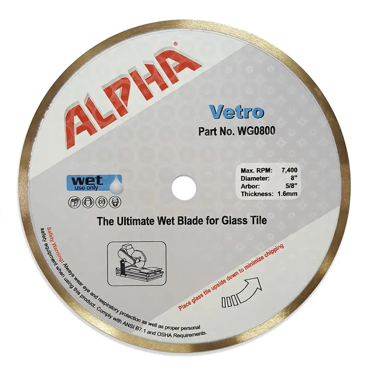 Alpha Vetro Glass Tile Diamond Blade