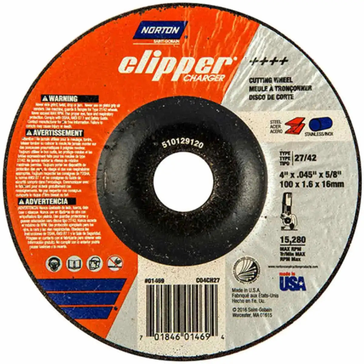 Norton Charger Abrasive Type 27 Cut-Off Wheels - 25 Pack