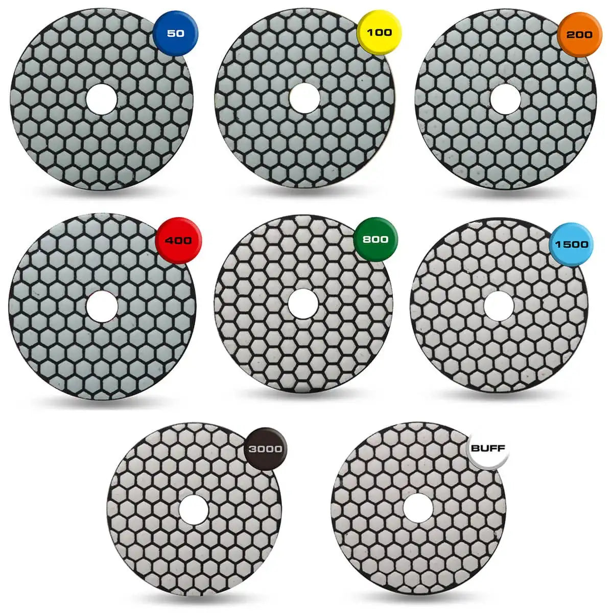 Rubi Premium Dry Polishing Pads - 8 Piece Kit