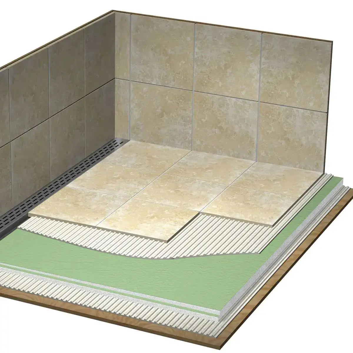 Laticrete Full Hydro Ban Linear Shower Pan Installation