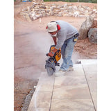 Cutting porcelain pavers with demolition saw and Alpha PT cutter