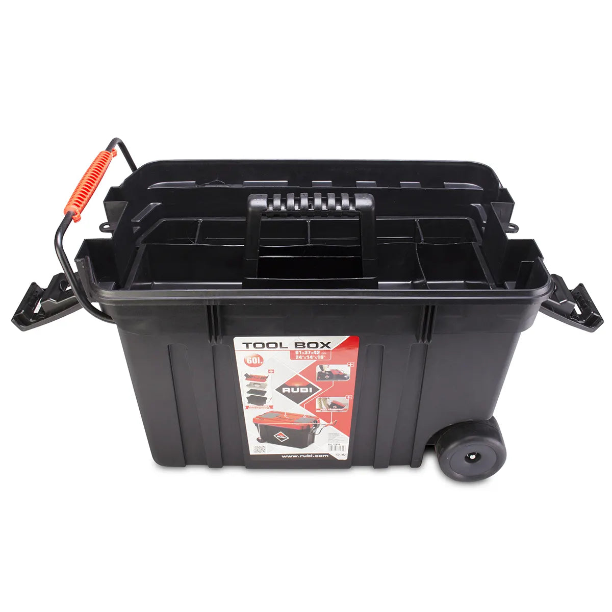 71954 Rubi Rolling Tool Box inside tray compartment