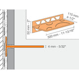 Schluter SHELF-W Shower Shelves installation diagram drawing with size