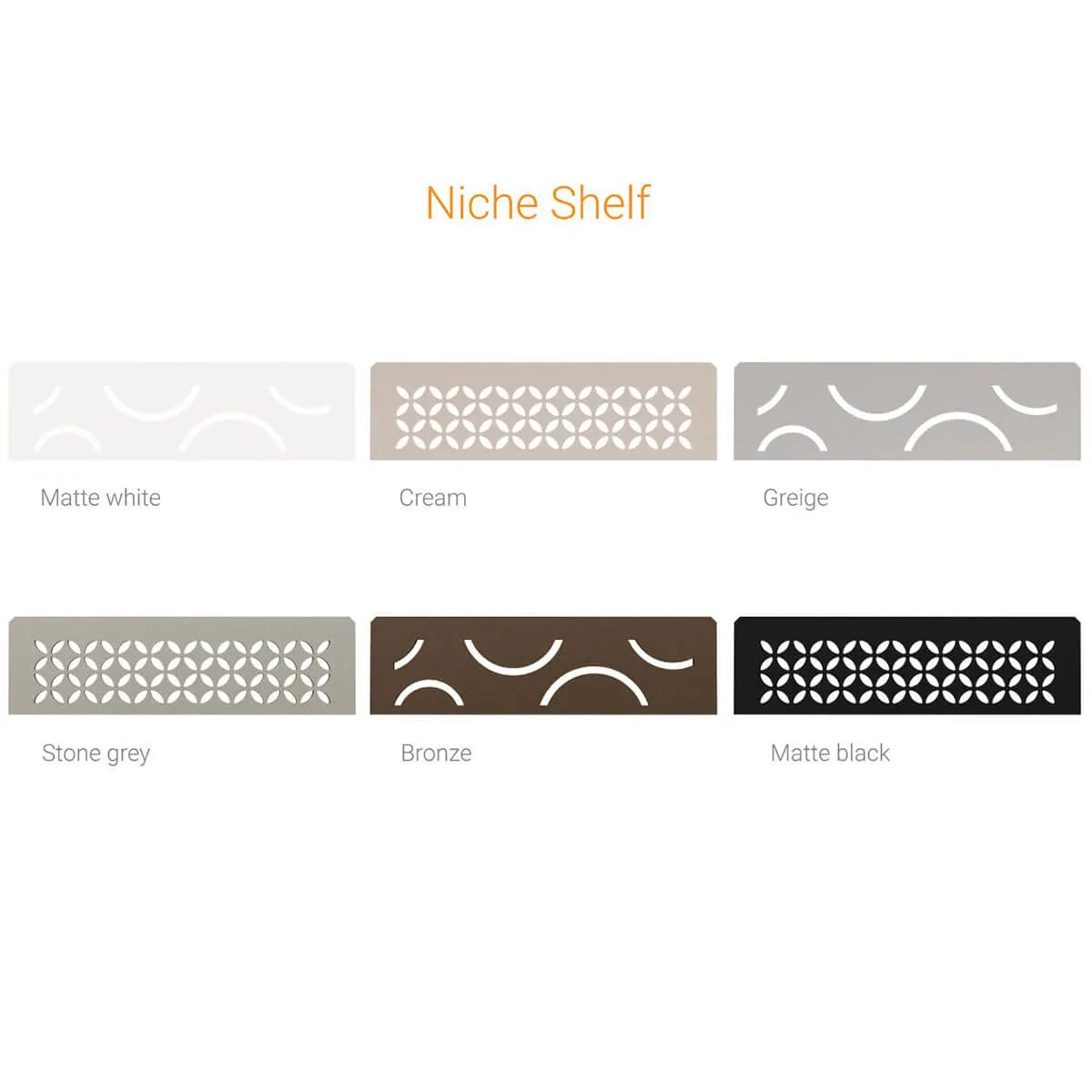 Schluter SHELF-N Rectangular Shower Niche Shelf color chart