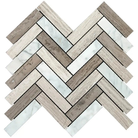 Interceramic Contemporary Blend 1 x 4 Herringbone Mosaic Polished Sheet