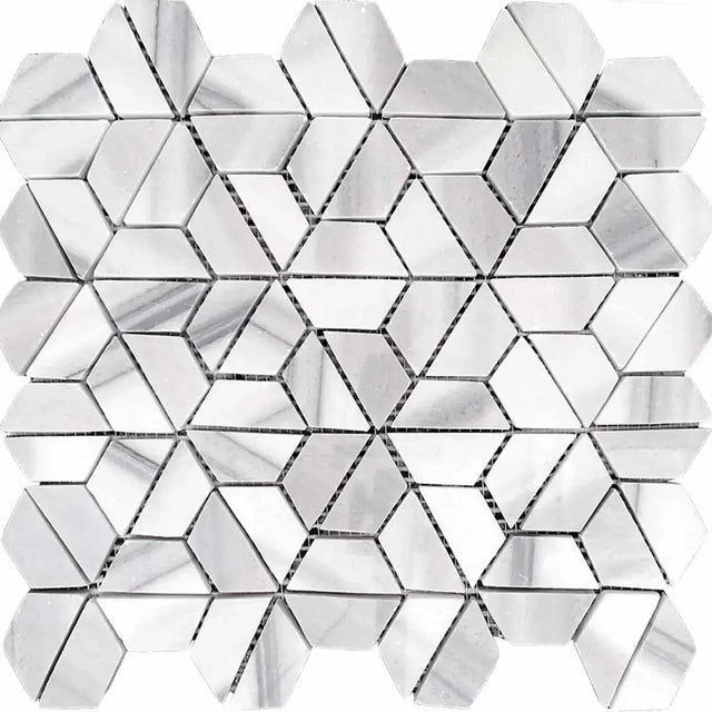 Interceramic Marble Marmara Vein Cut 2" x 2" Split Hexagon Polished Mosaic 10" x 12" Sheet