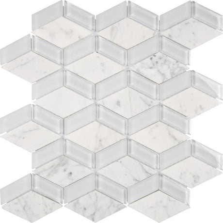 Chelsea Glass White 3D Box Mosaic Tile