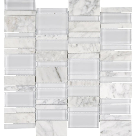 Chelsea Glass White Cascade Mosaic Tile