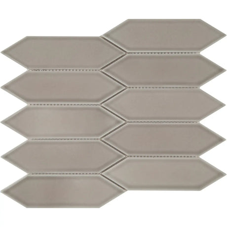 Taupe Glossy Mosaic Picket Tile