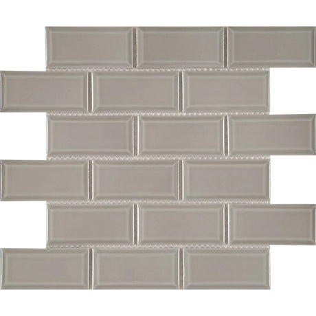 Waterford Taupe Mosaic Tile Beveled Glossy Finish