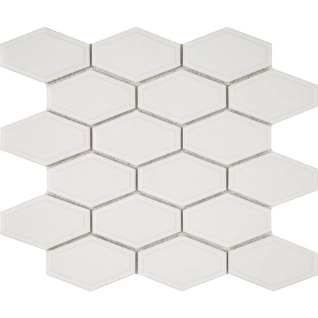 Waterford White Beveled Long Hexagon Mosaic Tile