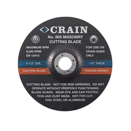 Crain 6-1/2" Masonry Blade, concrete blade, 1/8" thick blade, dry abrasive cutting blade, no 805 masonry Blade