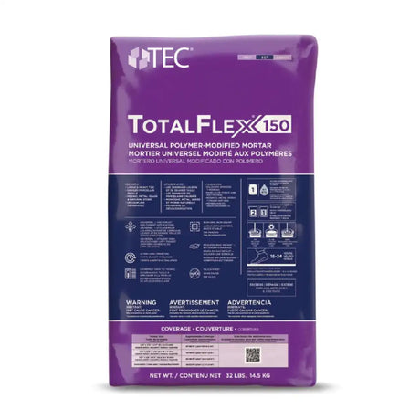 TEC TotalFlex 150 Universal Polymer-Modified White Mortar 32 lbs. Bag, polymer modified mortar, tile mortar, tile mortar mix, thinset tile mortar, tile mortar bed, 15036373