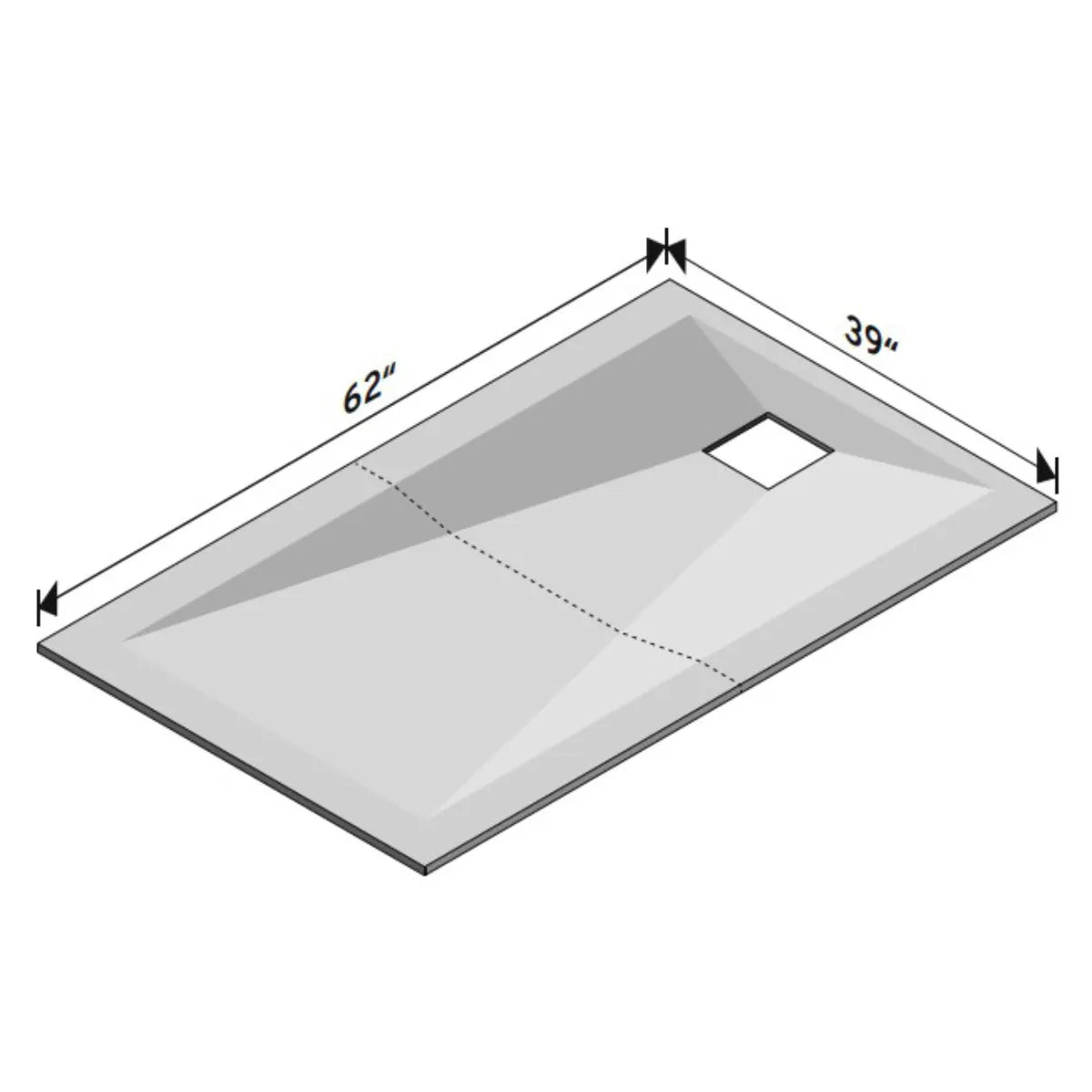 RRSPT2CSC 39” x 62” Tub to Curbless Shower Pre-Sloped Pan