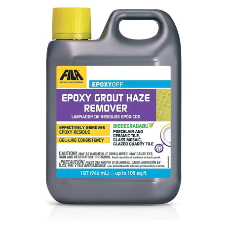 FILA Epoxy Off Epoxy Grout Haze Remover 1 Quart, cleaning grout off tiles, tile haze remover, 44010306AME, grout stain remover