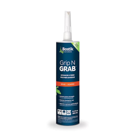 Bostik Grip N Grab Advanced Hybrid Polymer Adhesive 9.5 oz Tube, bostik sealant, solvent free adhesive, tile adhesive, floor adhesive tube, Bostik polymer glue