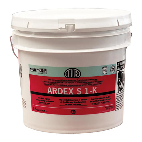 Ardex S 1-K Waterproofing and Crack Isolation Membrane, positive-side waterproof coating, 1/8" isolation, bonding layer for tile