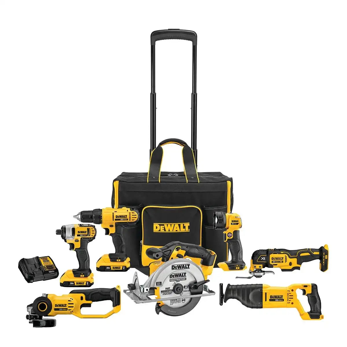 DeWalt 20V MAX Cordless 7 Tool Combo Kit with Rolling Bag