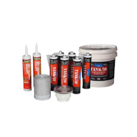 Arc Inc. FastDEK Installation Kit, shoer base waterproofing, tank liquid membrane, tank polyurethane adhesive, arc in silicone caulk