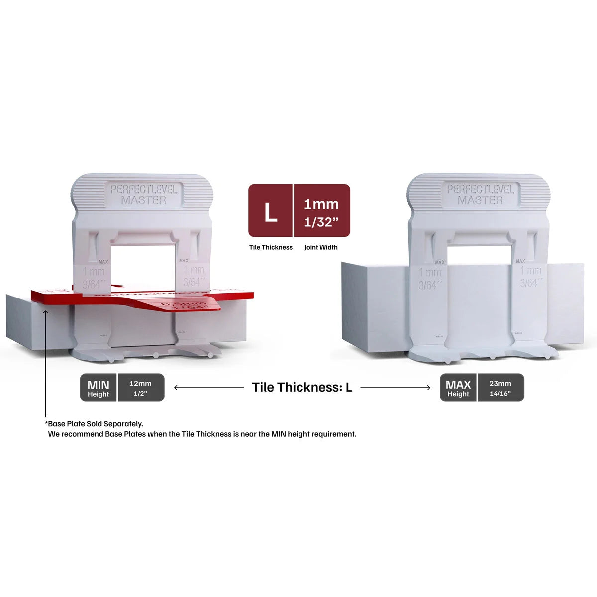 T-lock kit, T-lock lippage system, 23 mm thickness clips