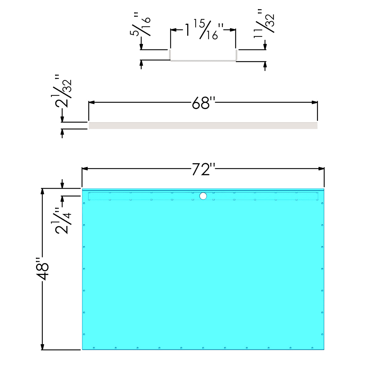 Linear Ultimate Tile Over Shower technical drawing