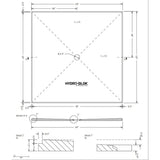 Hydro-Blok Classic 60" x 60" Shower Pan w/Drain technical drawing