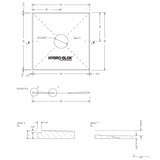 Hydro-Blok Low Profile 36" x 36" Shower Pan technical drawing