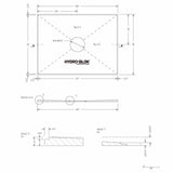 Hydro-Blok 36" x 48" Low Profile Center Drain Shower Pan technical drawing