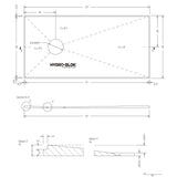 Hydro-Blok Low Profile 36" x 72" Shower Pan w/Drain technical drawing offset