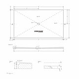 Hydro-Blok Low Profile 60" x 84" Shower Pan w/Drain technical drawing