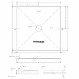 Hydro-Blok Low Profile 60" x 60" Shower Pan w/Drain technical drawing