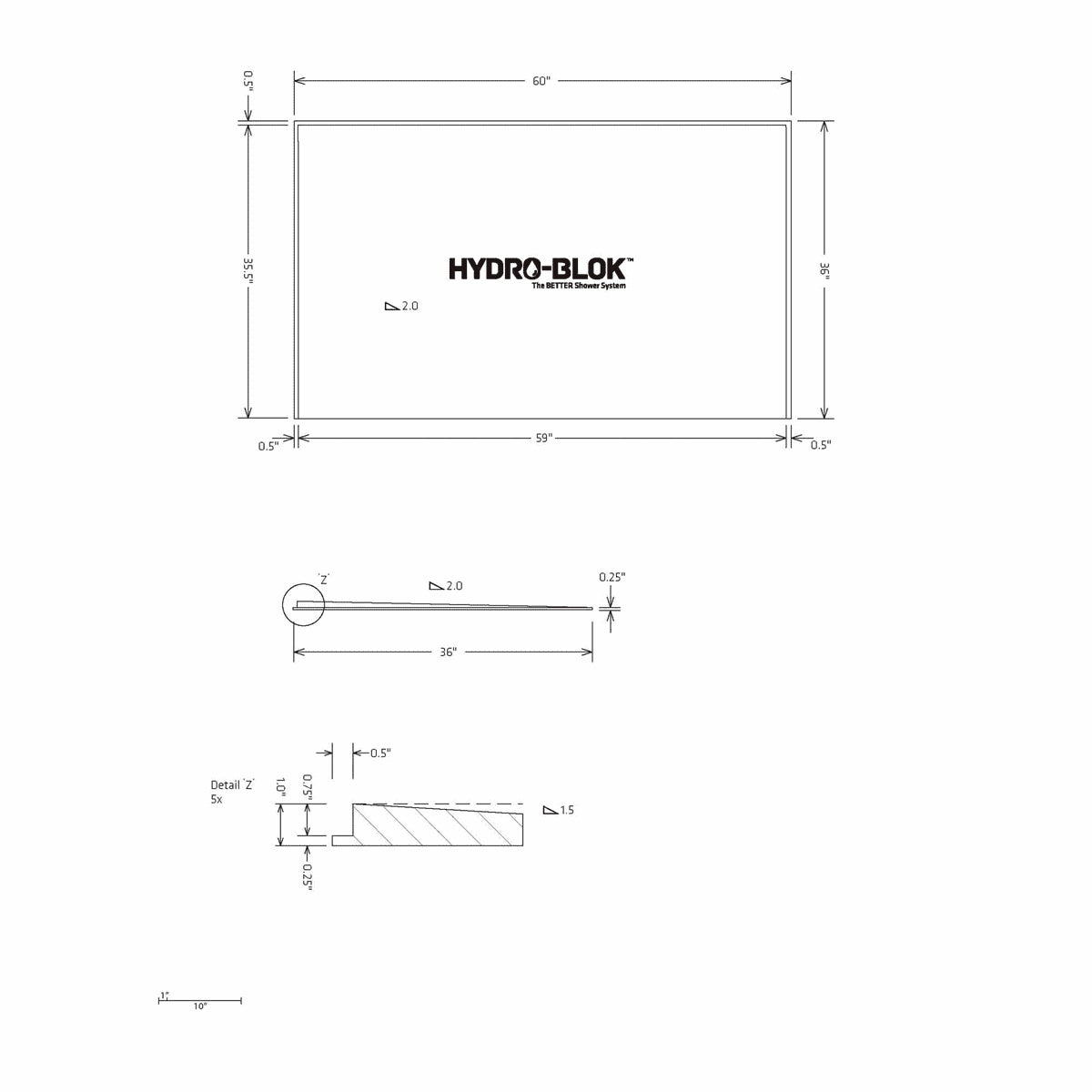 Hydro-Blok Thin Single Slope technical drawing