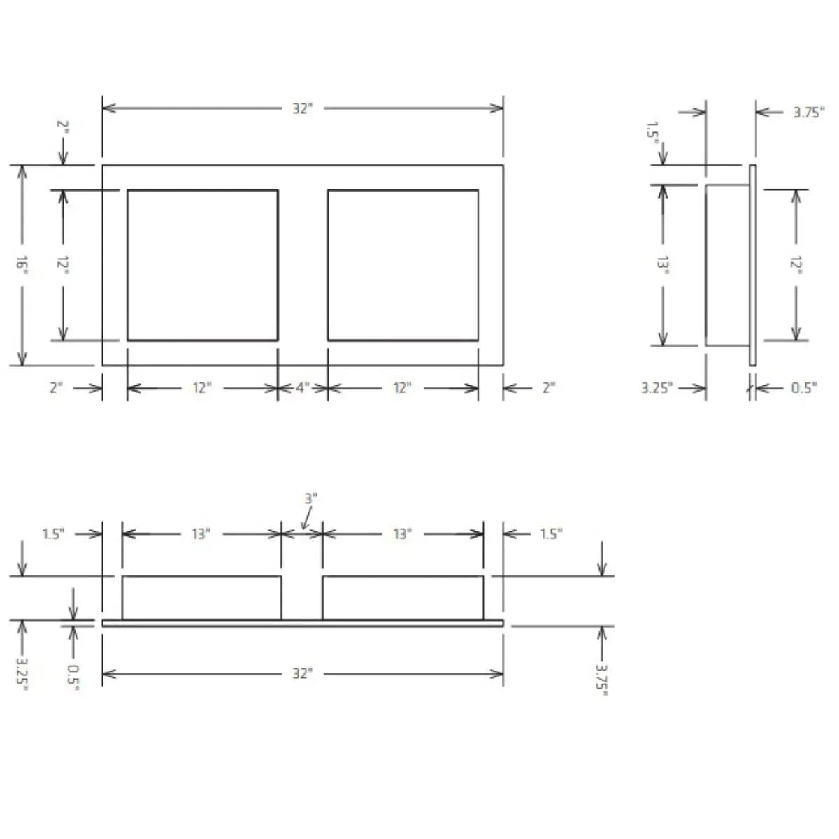 HBRDWSN3216 32" x 16" Recessed Double Wide Niche