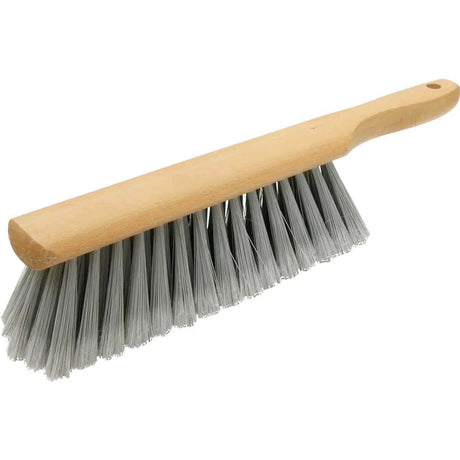 15434 Marshalltown Silver Foxtail Duster Brush clean-up jobs. trim, gray natural tampico blend fibers and wood beaver-tail block with hanging hole