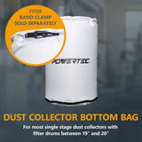 POWERTEC 20" x 30" Dust Collector Bottom Bag with Clear Window & Zipper