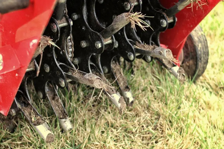 closeup of lawn aerator