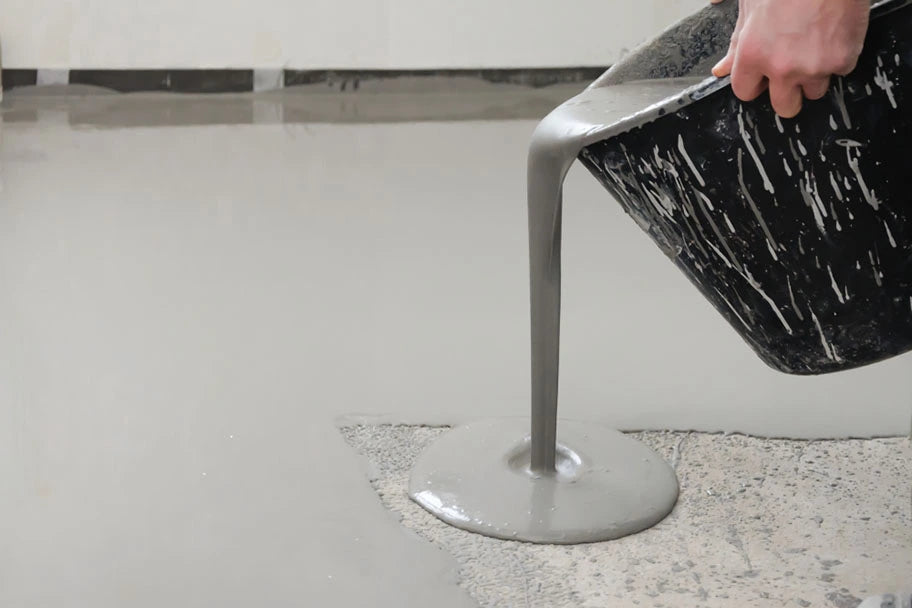 leveling mixture poured onto cement floors